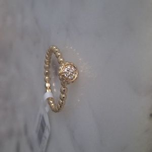 NWT Lagos 18K gold Caviar Diamond Birdcage stacking ring
